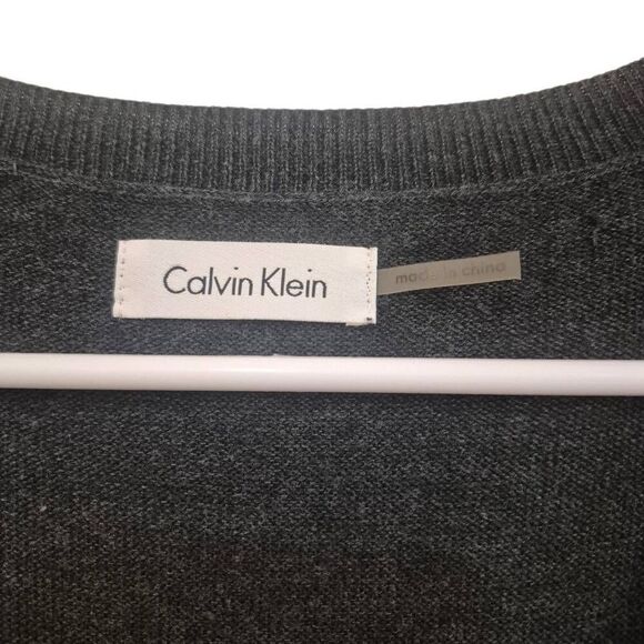 Calvin Klein Women's Heather Black Acrylic/Poly Scoop Neck 3/4 Sleeves Looped Fr - Picture 9 of 11